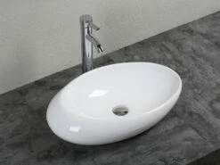 Lavabo Da Appoggio Liri 58x37 H15 In Ceramica Bianco Lucido