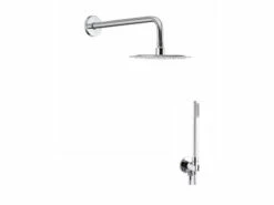 Kit Doccia Soffione Mel Inox Tondo Con Duplex