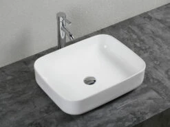 Lavabo Da Appoggio Piave 50x40 H13,5 In Ceramica Bianco Lucido