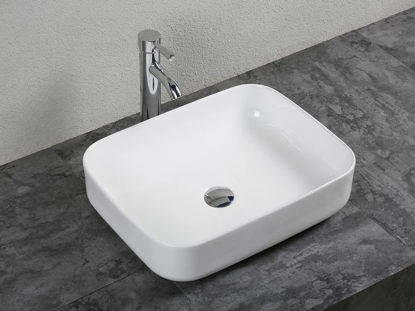 Lavabo Da Appoggio Piave 50x40 H13,5 In Ceramica Bianco Lucido 3 Lavabo Da Appoggio Piave 50x40 H13,5 In Ceramica Bianco Lucido