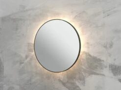 Specchio Bagno Led Queen Ø60 Con Cornice Verniciato Nero Opaco