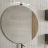 Specchio Bagno OXYGEN Ø 90 Cm. Con Inserto Impiallacciato In Legno Naturale Rovere Nodi -arredo bagno negozio specchio bagno oxygen 90 cm con inserto impiallacciato in legno naturale rovere nodi specchio