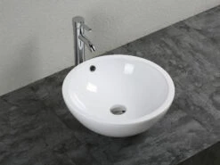Lavabo Da Appoggio Taro Ø45 H17 In Ceramica Bianco Lucido