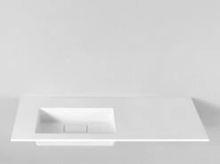 Lavabo Da Appoggio Unitop Hide 140,5X51,5 Sinistro In Resina Lucido Bianco