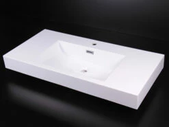 Lavabo Da Appoggio Unitop Natura 100X48 In Resina Lucido Bianco