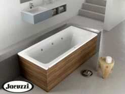 Vasca Idromassaggio Jacuzzi® Silk 170x70 Destra Con 8 Bocchette E Finitura Effetto Legno Dark Oak