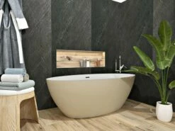 Vasca Freestanding Nemo5 Solid Surface Bicolor 150X70 Bianco Lucido E Tortora Opaco