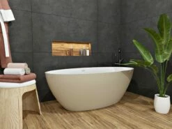 Vasca Freestanding Nemo5 Solid Surface Bicolor 150X70 Bianco Opaco E Tortora Opaco