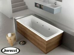 Vasca Idromassaggio Jacuzzi® Silk 180x80 Sinistra Con 8 Bocchette E Finitura Effetto Legno Dark Oak