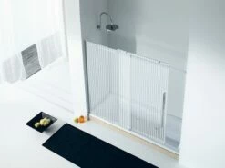 Porta Sopravasca Velo Cm 170 H150 Anta Scorrevole Sinistra Cristallo Serigrafato Profili Cromo