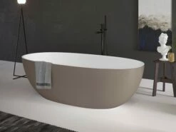 Vasca Freestanding Virgo 170x82 Cm Esterno Tortora Fossil/Interno Bianco Opaco