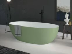 Vasca Freestanding Virgo 170x82 Cm Esterno Verde Basilico/Interno Bianco Opaco