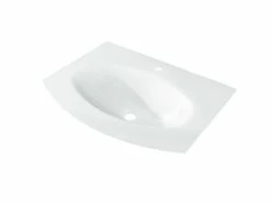 Lavabo Unitop Wave 70x51 Cm Vasca Centrale In Vetro Bianco Lucido