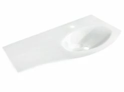 Lavabo Unitop Wave 104x51 Cm Vasca Destra In Vetro Bianco Lucido