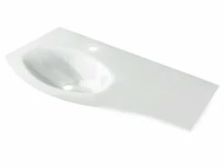 Lavabo Unitop Wave 104x51 Cm Vasca Sinistra In Vetro Bianco Lucido