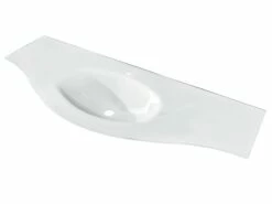 Lavabo Unitop Wave 138x51 Cm Vasca Centrale In Vetro Bianco Lucido