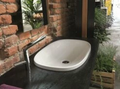 Lavabo Semincasso Soprapiano Wild 60 In Ceramica Lucido Bianco